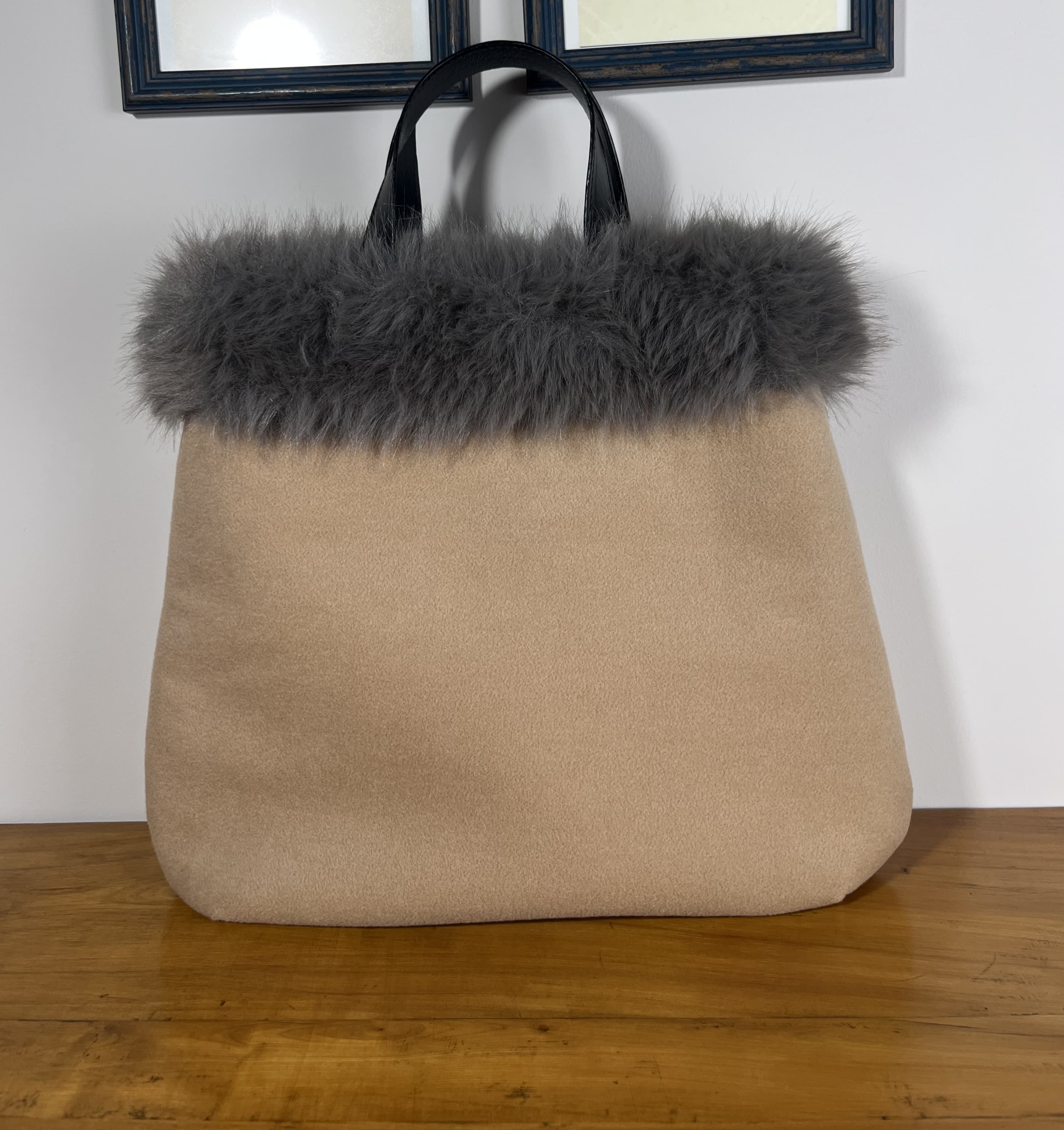 Selene — bolso beige y gris y negro y blanco artesanal de Lucía Lacunza · vista 4