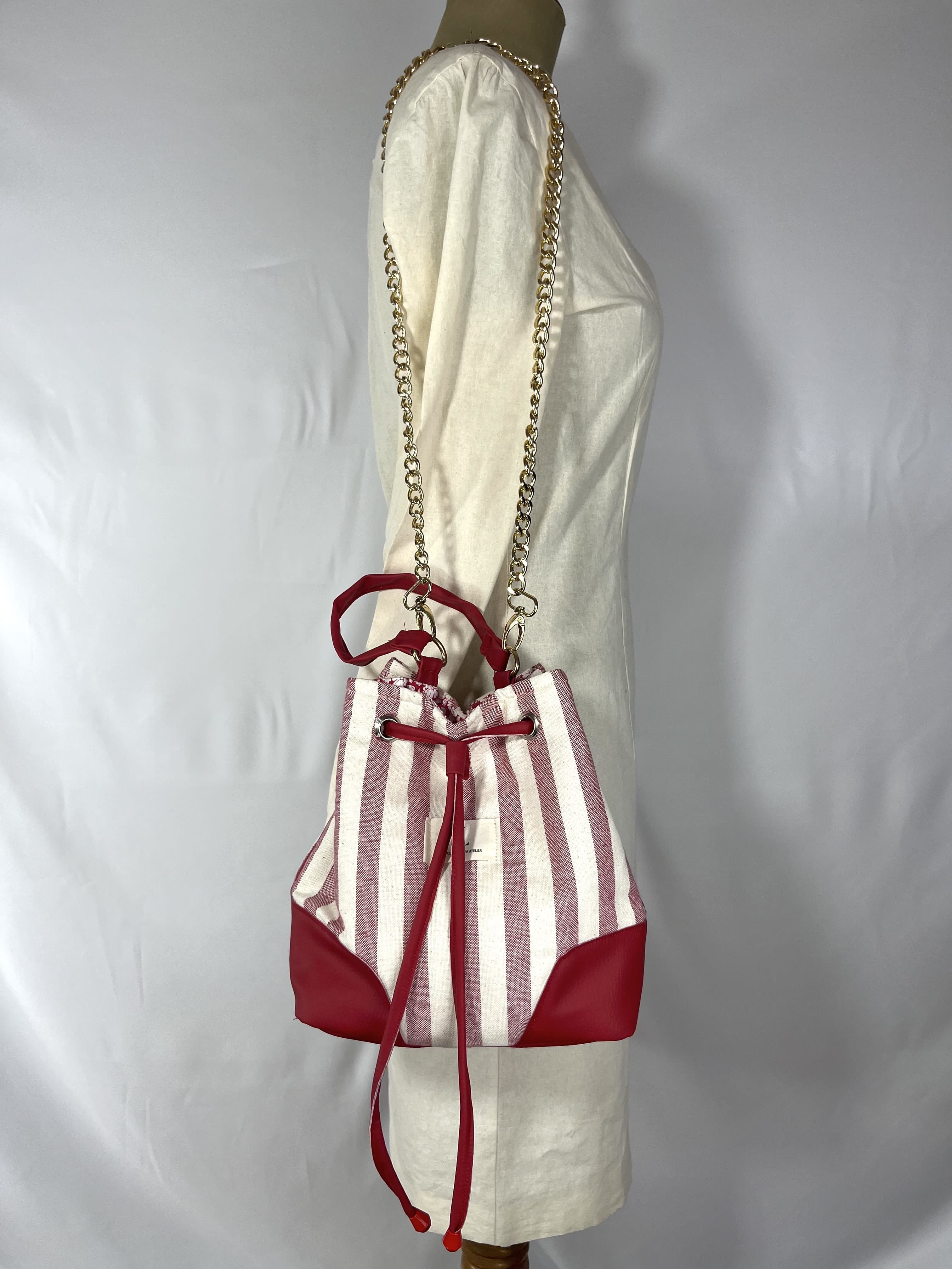 Garnet — bolso rojo y beige artesanal de Lucía Lacunza · vista 3