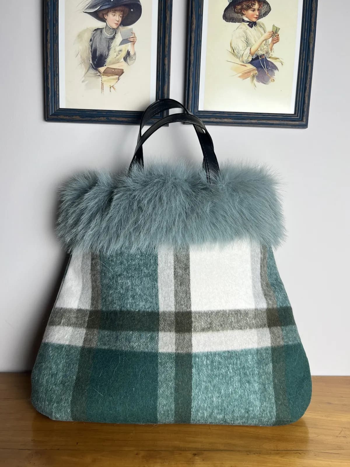 Skye — bolso verde y blanco y negro y gris artesanal de Lucía Lacunza · vista 3