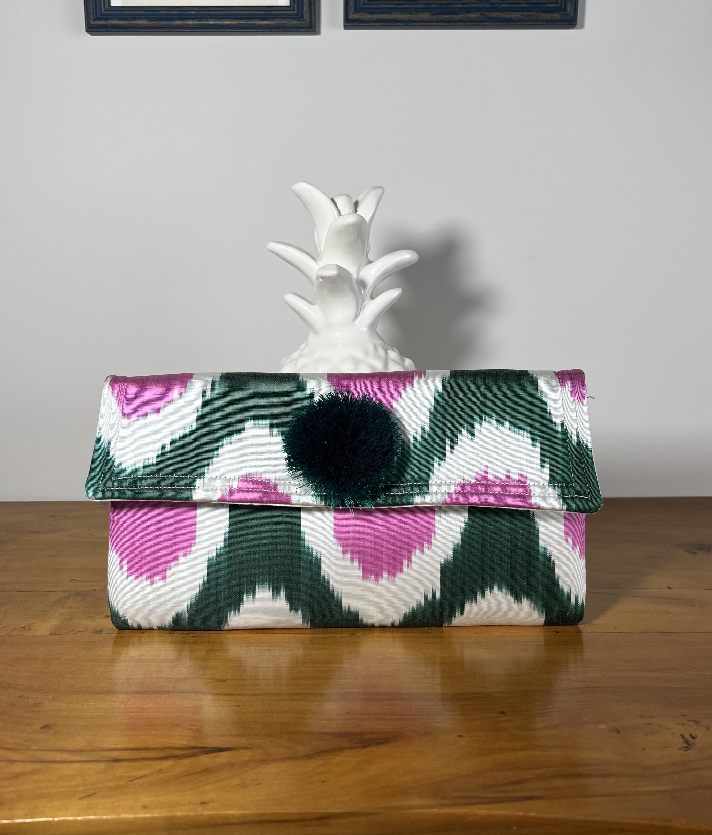 Luna Verde — mules verde y rosa y blanco artesanal de Lucía Lacunza · vista 3