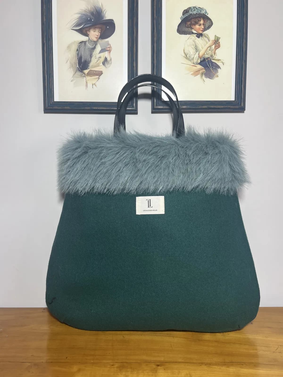 Couture — bolso verde y negro artesanal de Lucía Lacunza
