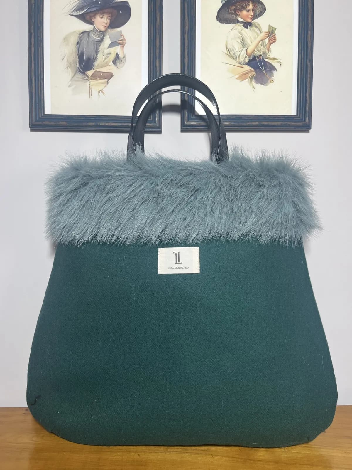 Couture — bolso verde y negro artesanal de Lucía Lacunza · vista 2