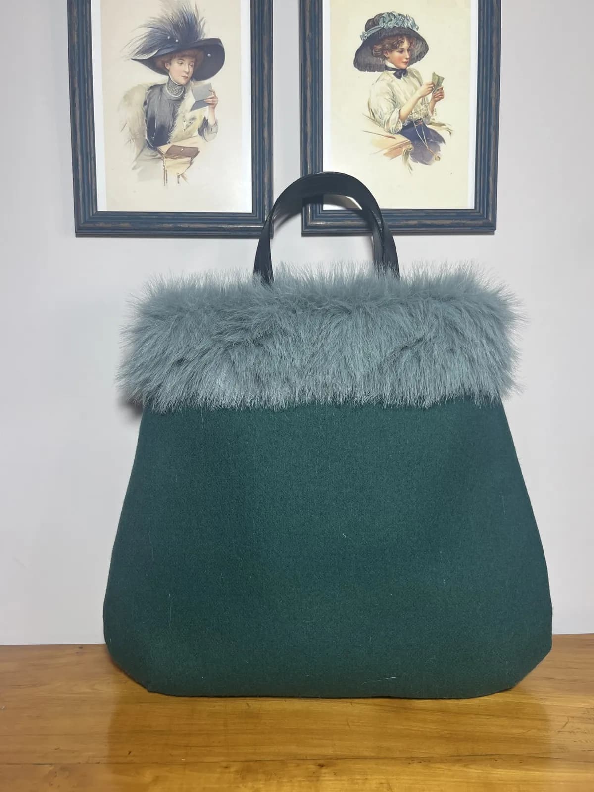 Couture — bolso verde y negro artesanal de Lucía Lacunza · vista 3