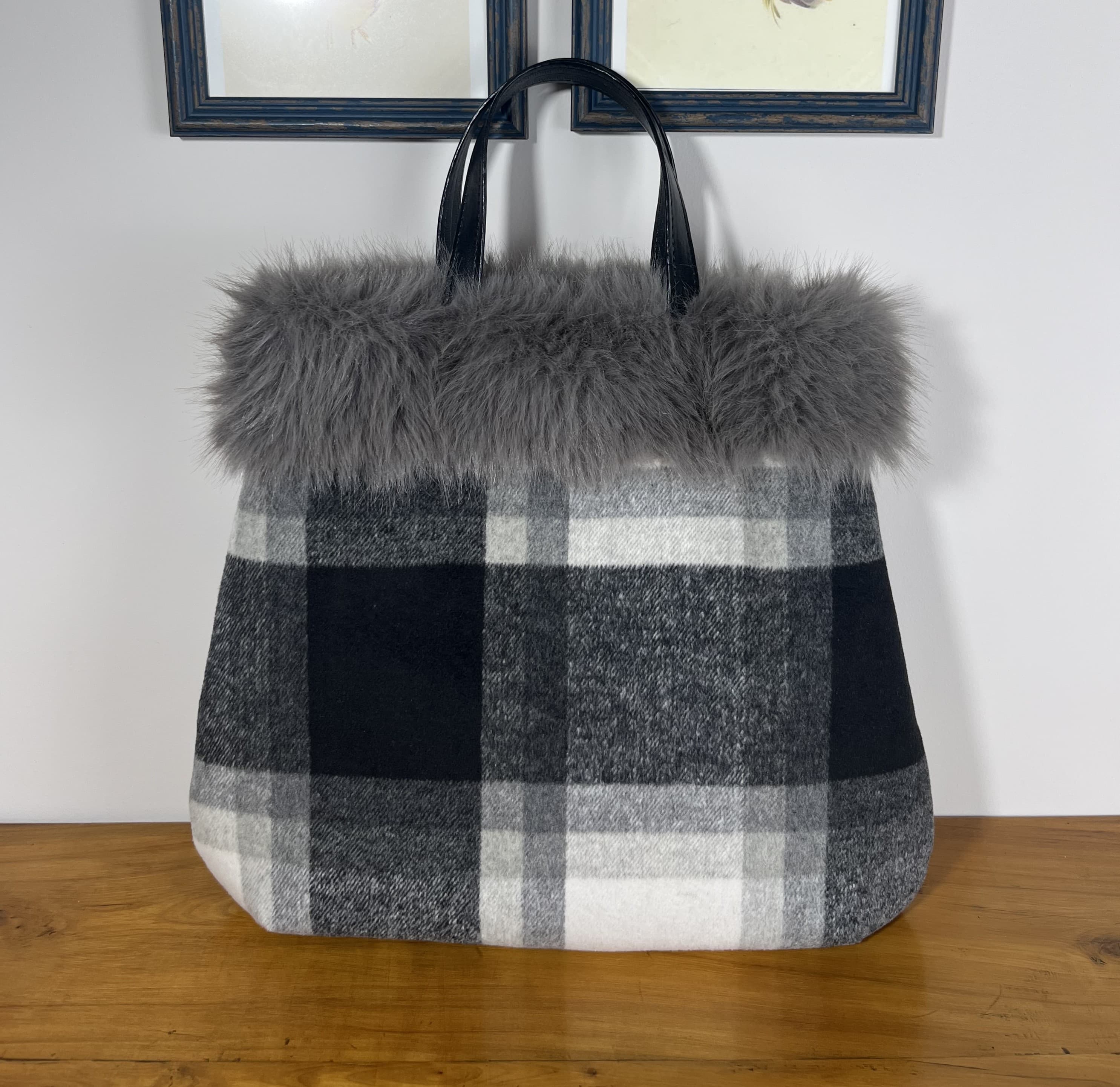 Tartán — bolso negro y gris y blanco artesanal de Lucía Lacunza · vista 3