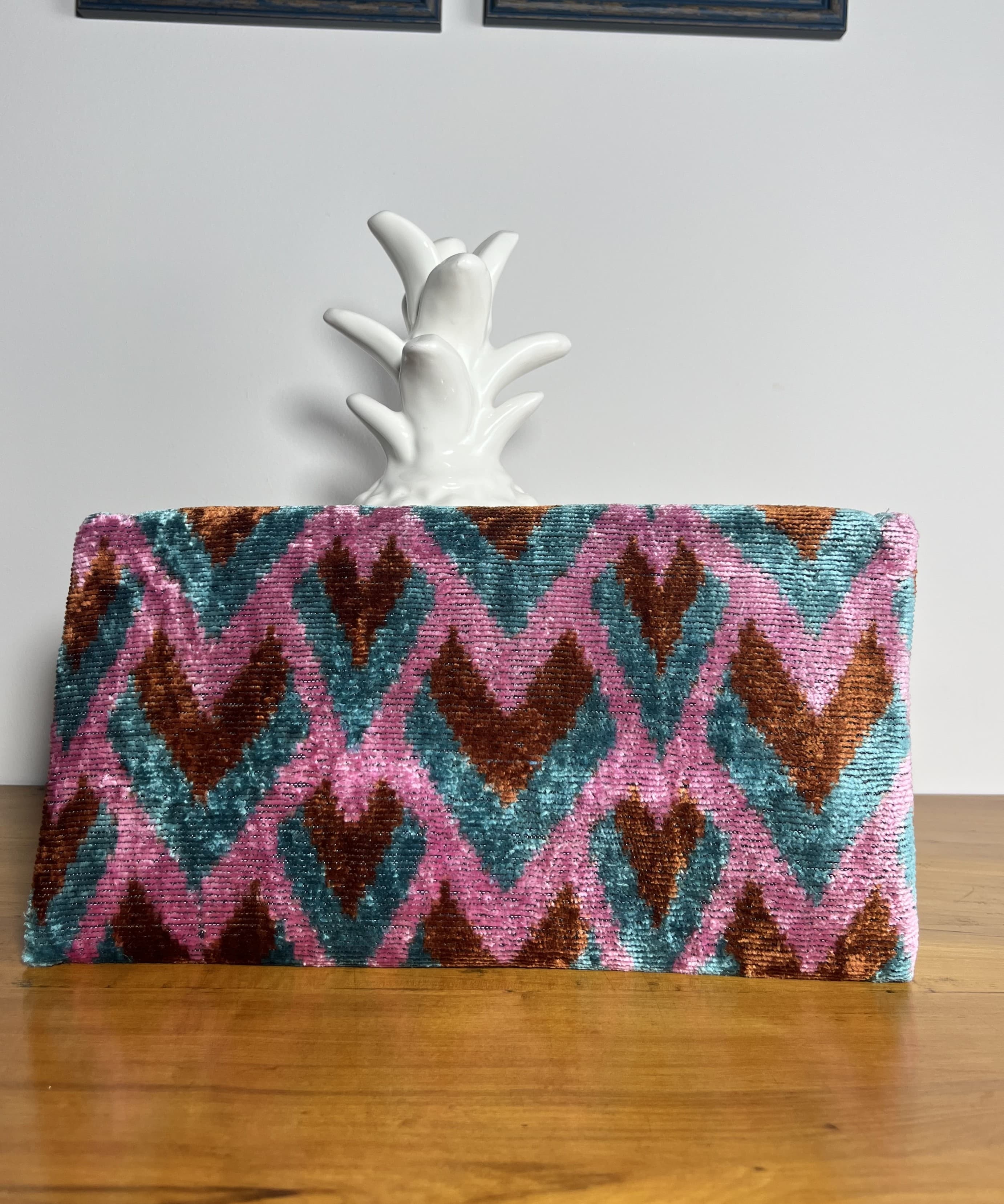 Duna Rosa — cartera azul y rosa y marron artesanal de Lucía Lacunza · vista 3