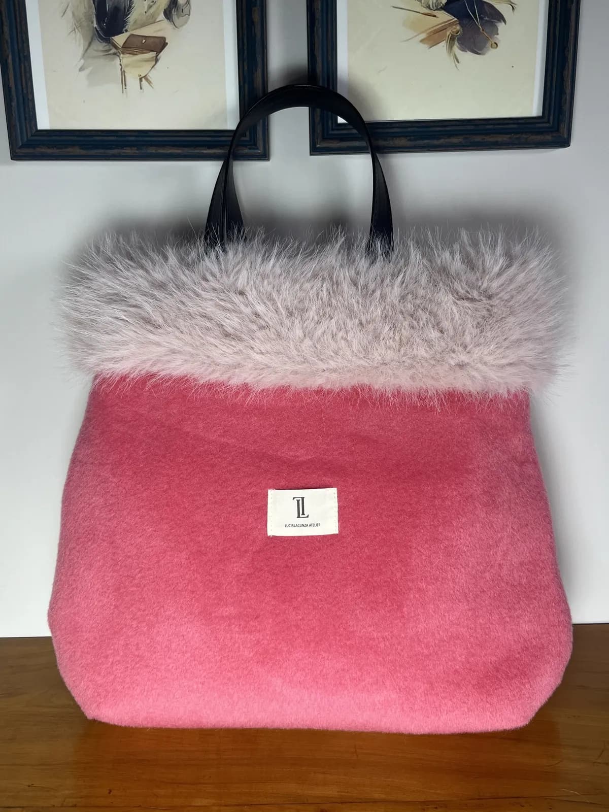 Rosalie — bolso rosa y negro artesanal de Lucía Lacunza